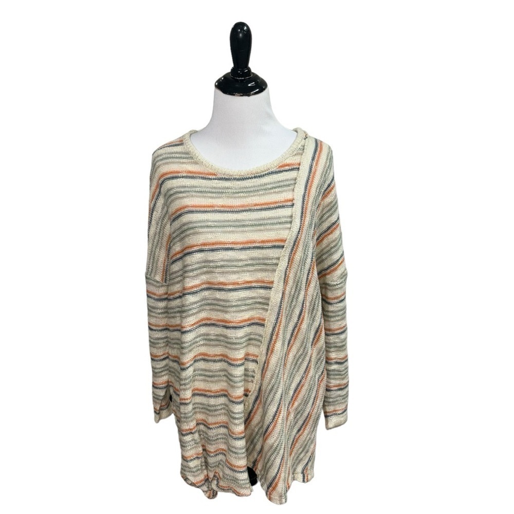Democracy Women’s L Large Knit Sweater NWT Striped Slouchy Loose Fit Open Knit